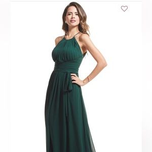 Bill Levkoff Kylie Chiffon Illusion A-Line Princess Dress Evergreen